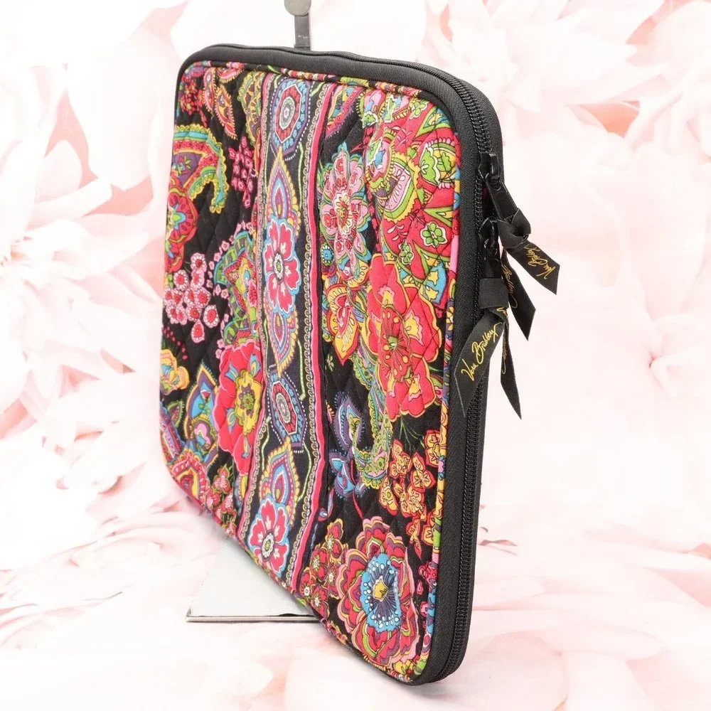 Vera Bradley Laptop Sleeve Case Zip Top Quilted Floral Paisley Multicolor